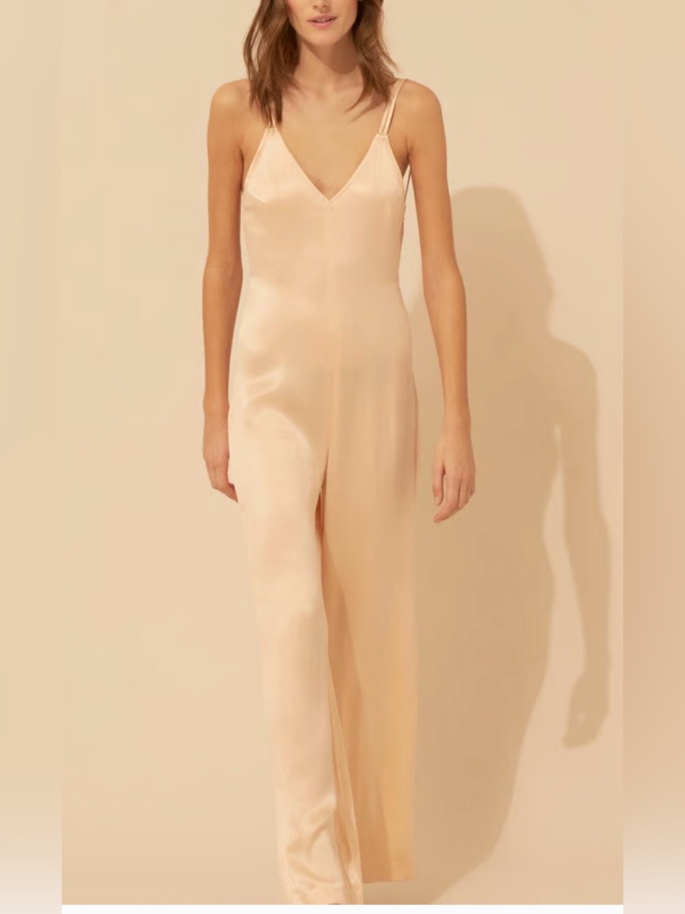 Ba&sh Chiva Nude Vneck Open Back Lady Jumpsuit. Size 4